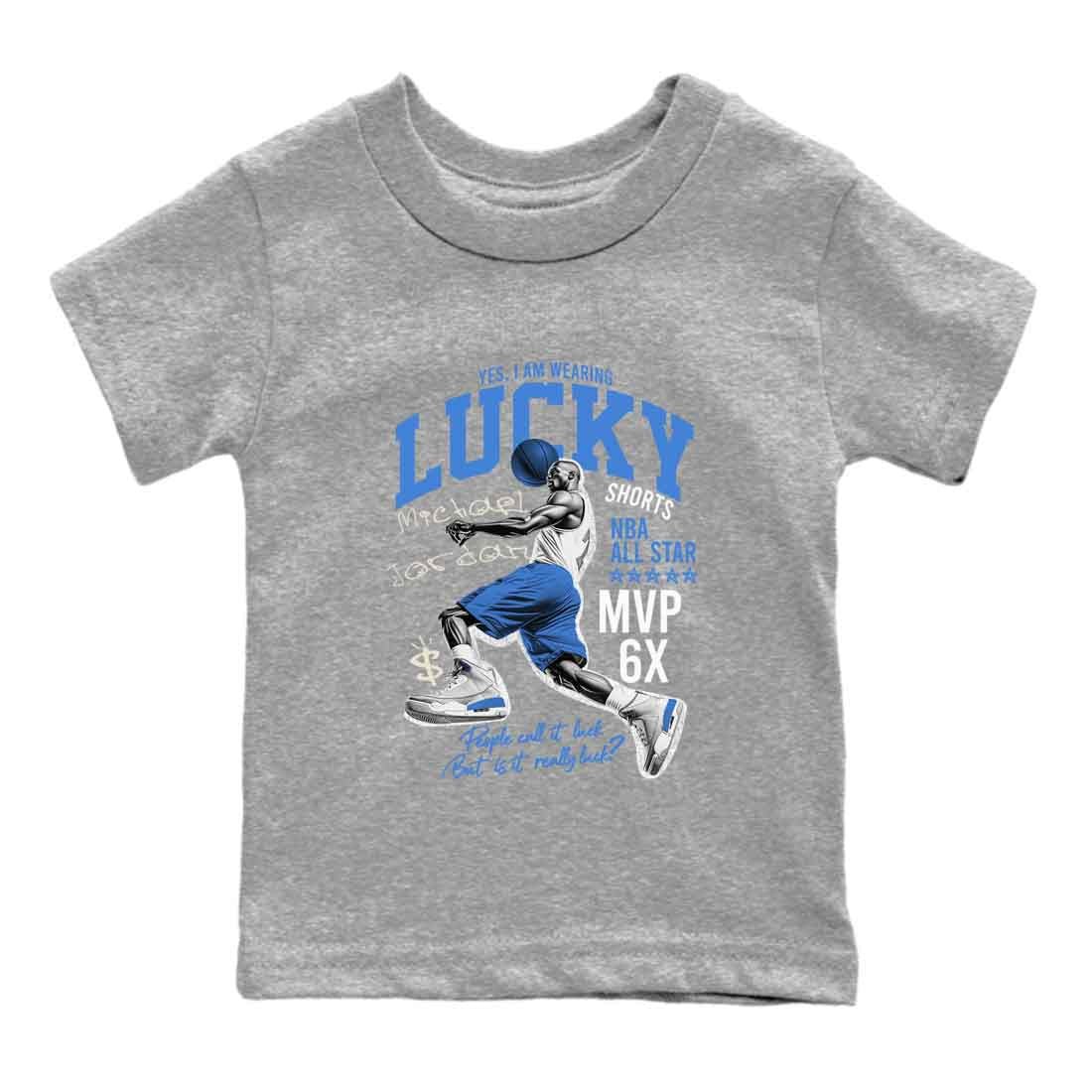 3s Lucky Shorts shirts to match jordans Lucky Player best t shirts to wear with jordans Air Jordan 3 Lucky Shorts match shoes to clothes SNRT Sneaker Tees Youth Baby Heather Grey 2 tee