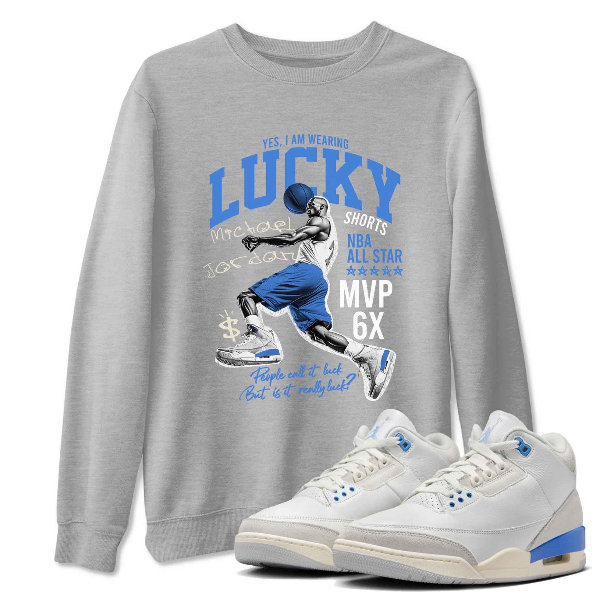 3s Lucky Shorts shirts to match jordans Lucky Player best t shirts to wear with jordans Air Jordan 3 Lucky Shorts match shoes to clothes SNRT Sneaker Tees unisex cotton Heather Grey 1 shirts