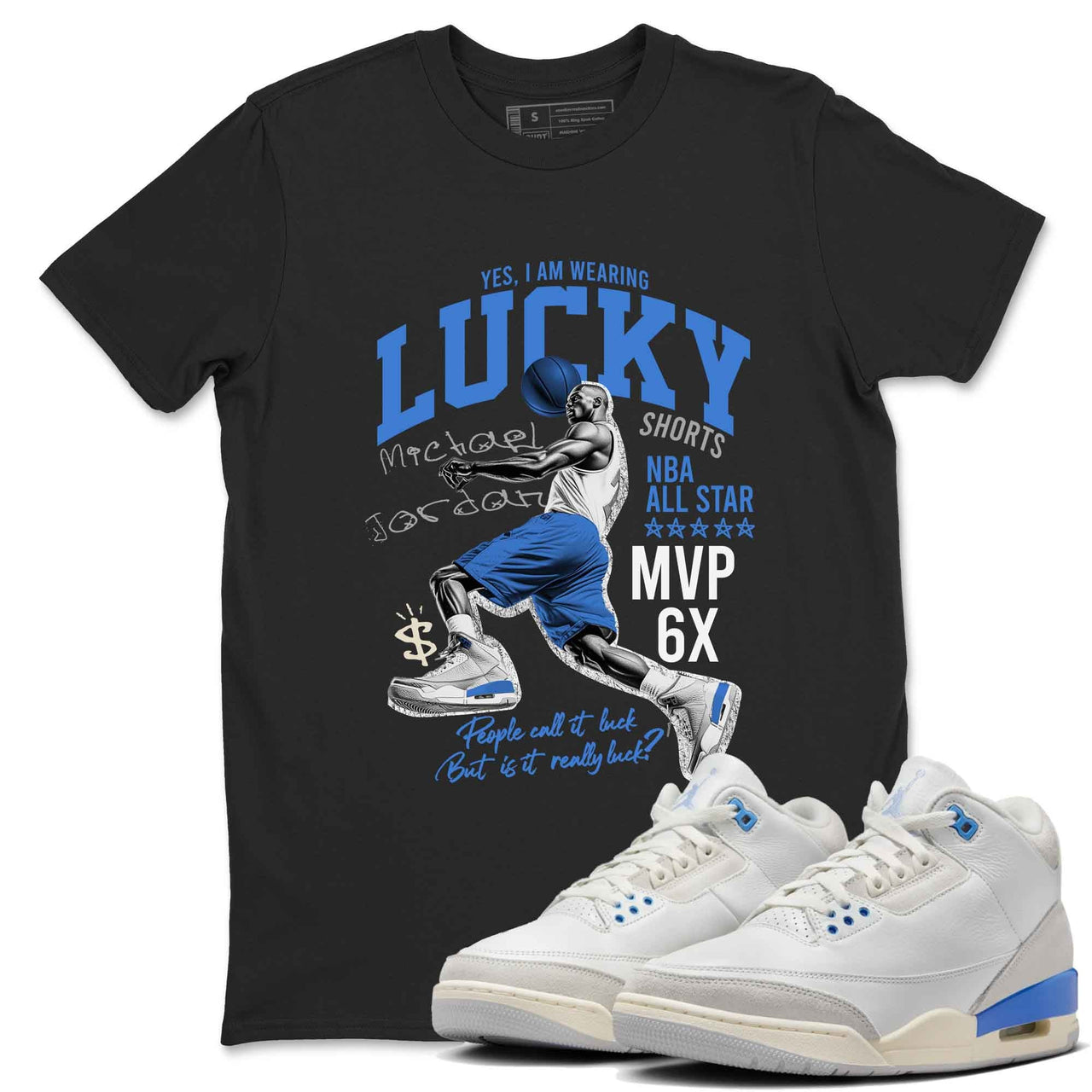 3s Lucky Shorts shirts to match jordans Lucky Player best t shirts to wear with jordans Air Jordan 3 Lucky Shorts match shoes to clothes SNRT Sneaker Tees unisex cotton White 1 shirts