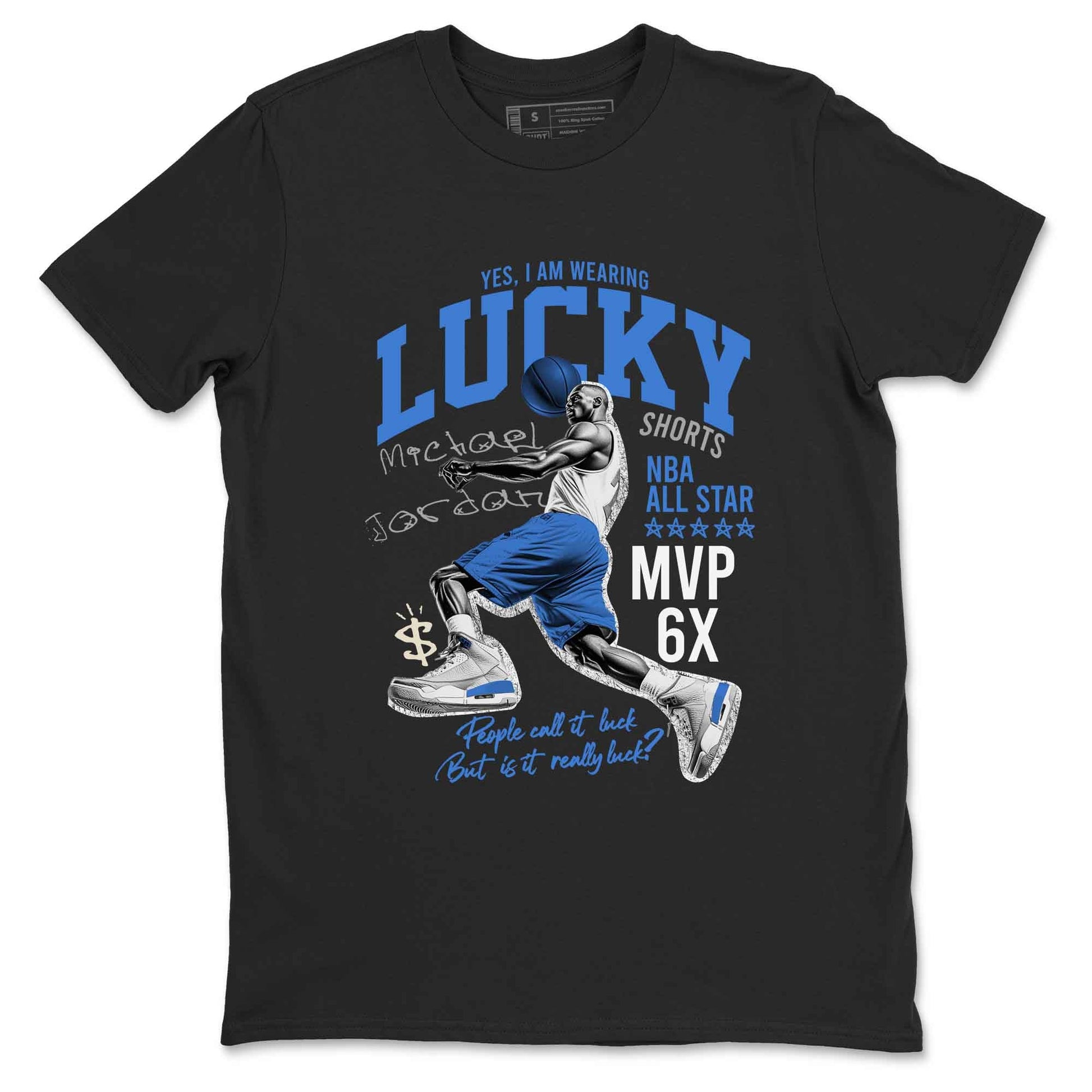 3s Lucky Shorts shirts to match jordans Lucky Player best t shirts to wear with jordans Air Jordan 3 Lucky Shorts match shoes to clothes SNRT Sneaker Tees unisex cotton Black 2 shirts