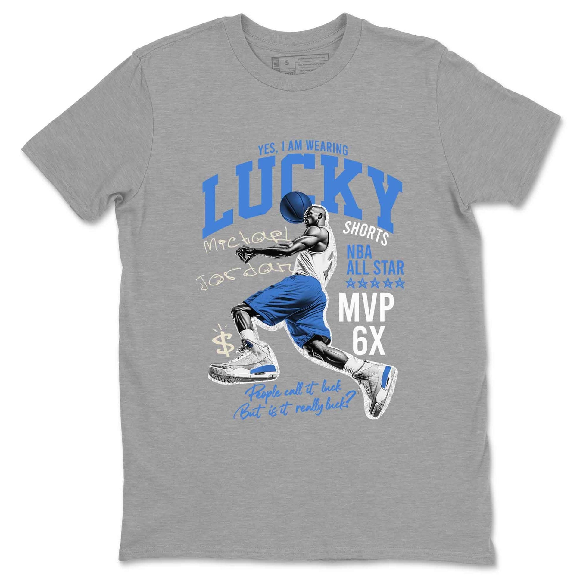 3s Lucky Shorts shirts to match jordans Lucky Player best t shirts to wear with jordans Air Jordan 3 Lucky Shorts match shoes to clothes SNRT Sneaker Tees unisex cotton Heather Grey 2 shirts