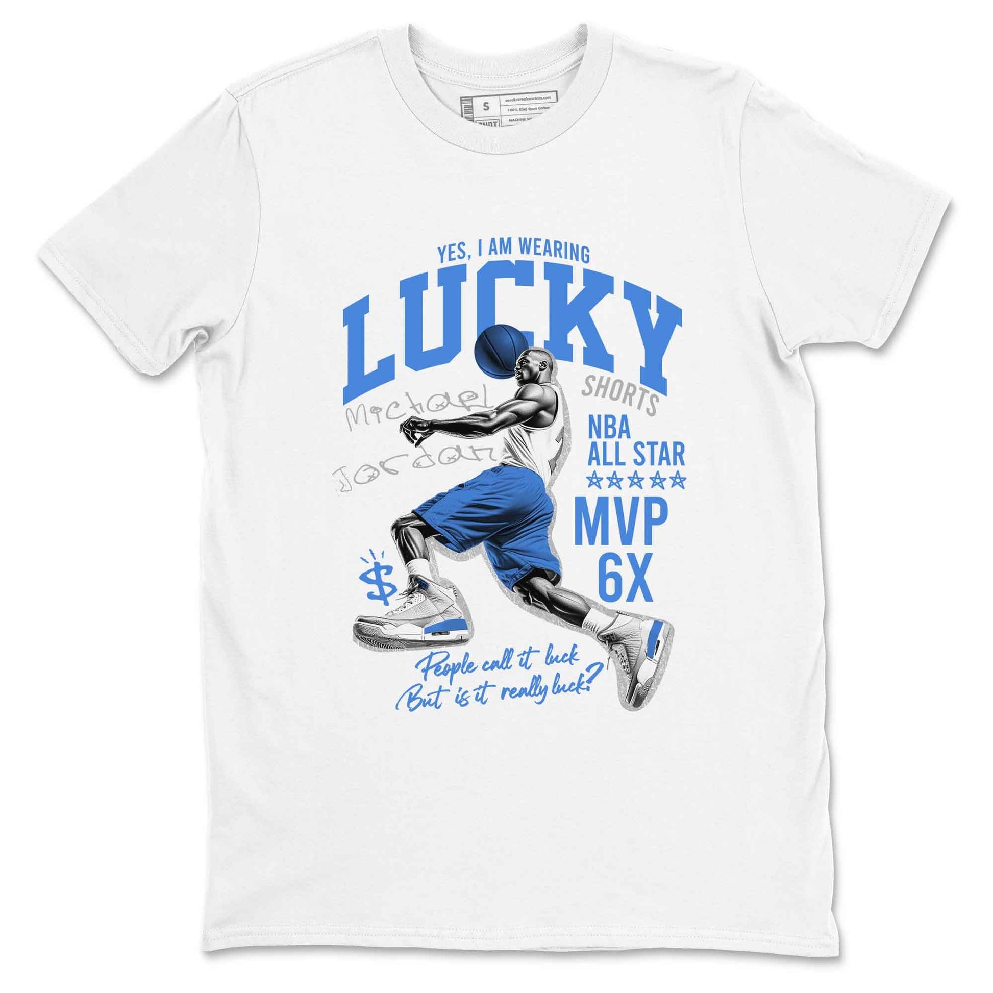 3s Lucky Shorts shirts to match jordans Lucky Player best t shirts to wear with jordans Air Jordan 3 Lucky Shorts match shoes to clothes SNRT Sneaker Tees unisex cotton White 2 shirts