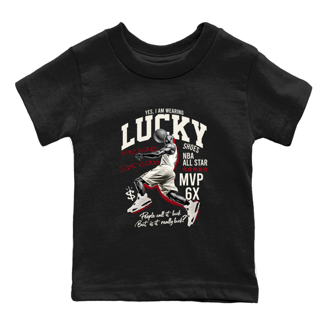 Sneaker match tees – Sneaker Tees To Match Air Jordan 4 Flight Club Shoes – Lucky Player Kids T-Shirt Black 2