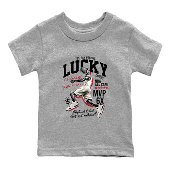 Sneaker match tees – Sneaker Tees To Match Air Jordan 4 Flight Club Shoes – Lucky Player Kids T-Shirt Heather Grey 2