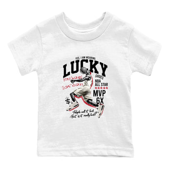 Sneaker match tees – Sneaker Tees To Match Air Jordan 4 Flight Club Shoes – Lucky Player Kids T-Shirt White 2