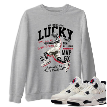 Sneaker match tees – Sneaker Tees To Match Air Jordan 4 Flight Club Shoes – Lucky Player Tee Heather Grey 1