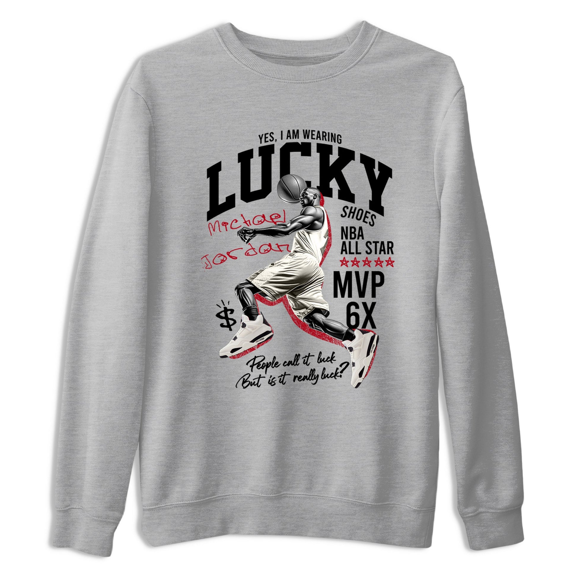 Sneaker match tees – Sneaker Tees To Match Air Jordan 4 Flight Club Shoes – Lucky Player Tee Heather Grey 2