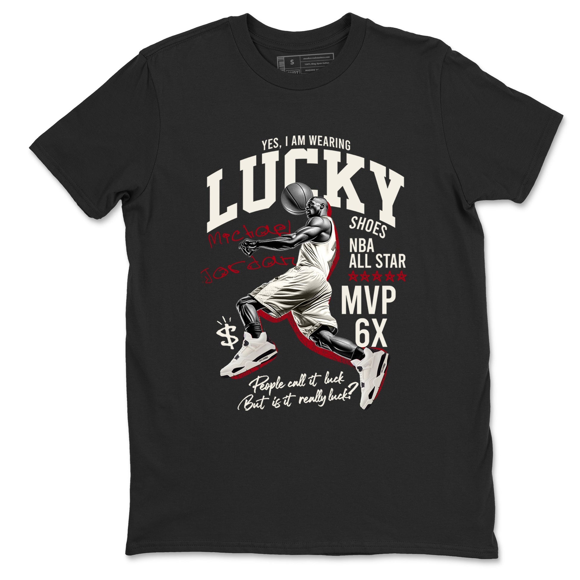 Sneaker match tees – Sneaker Tees To Match Air Jordan 4 Flight Club Shoes – Lucky Player Tee Black 2