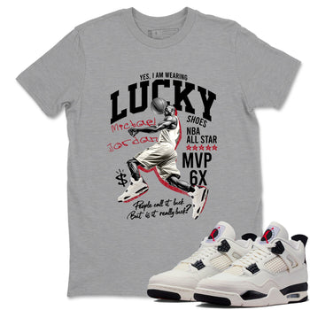 Sneaker match tees – Sneaker Tees To Match Air Jordan 4 Flight Club Shoes – Lucky Player Tee Heather Grey 1