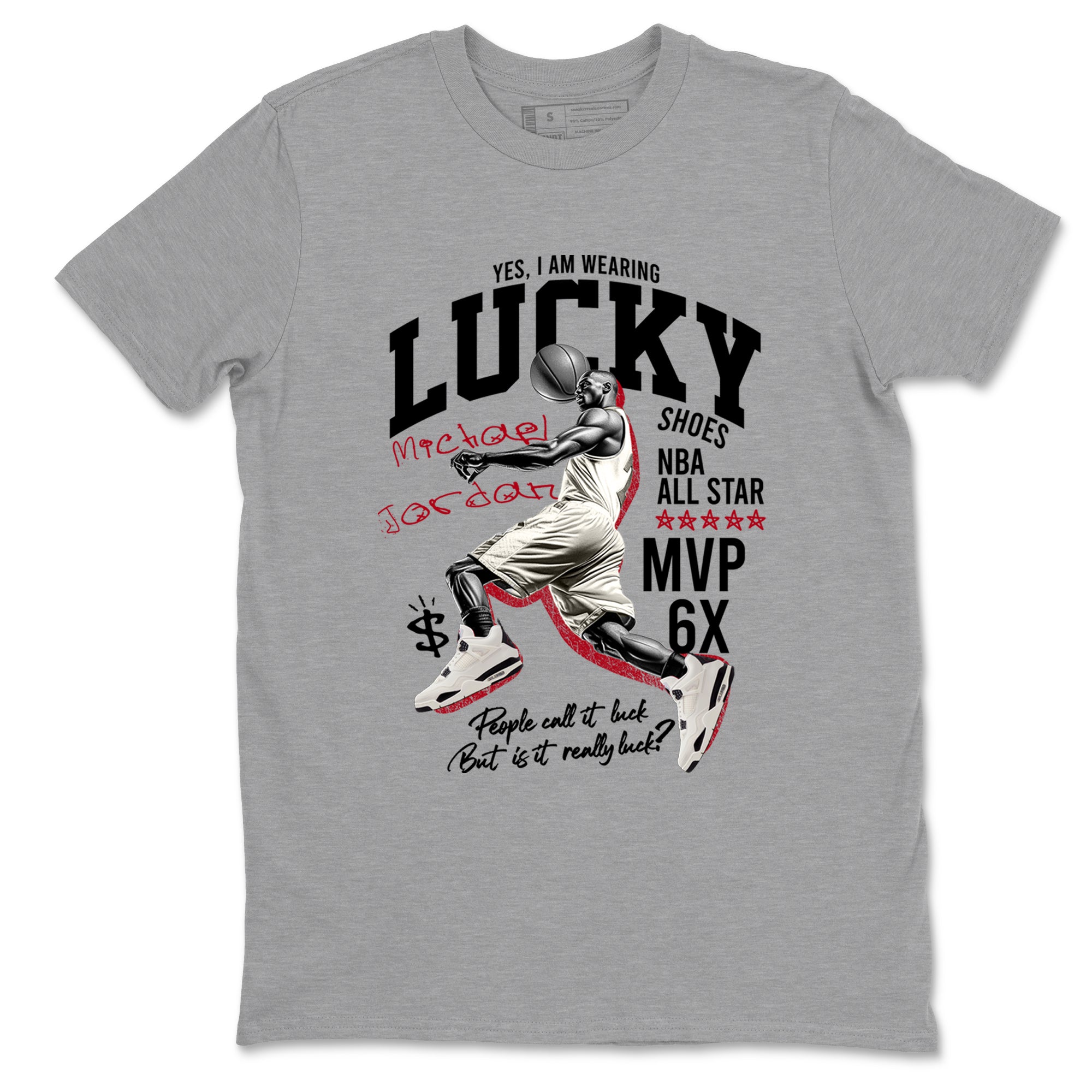 Sneaker match tees – Sneaker Tees To Match Air Jordan 4 Flight Club Shoes – Lucky Player Tee Heather Grey 2