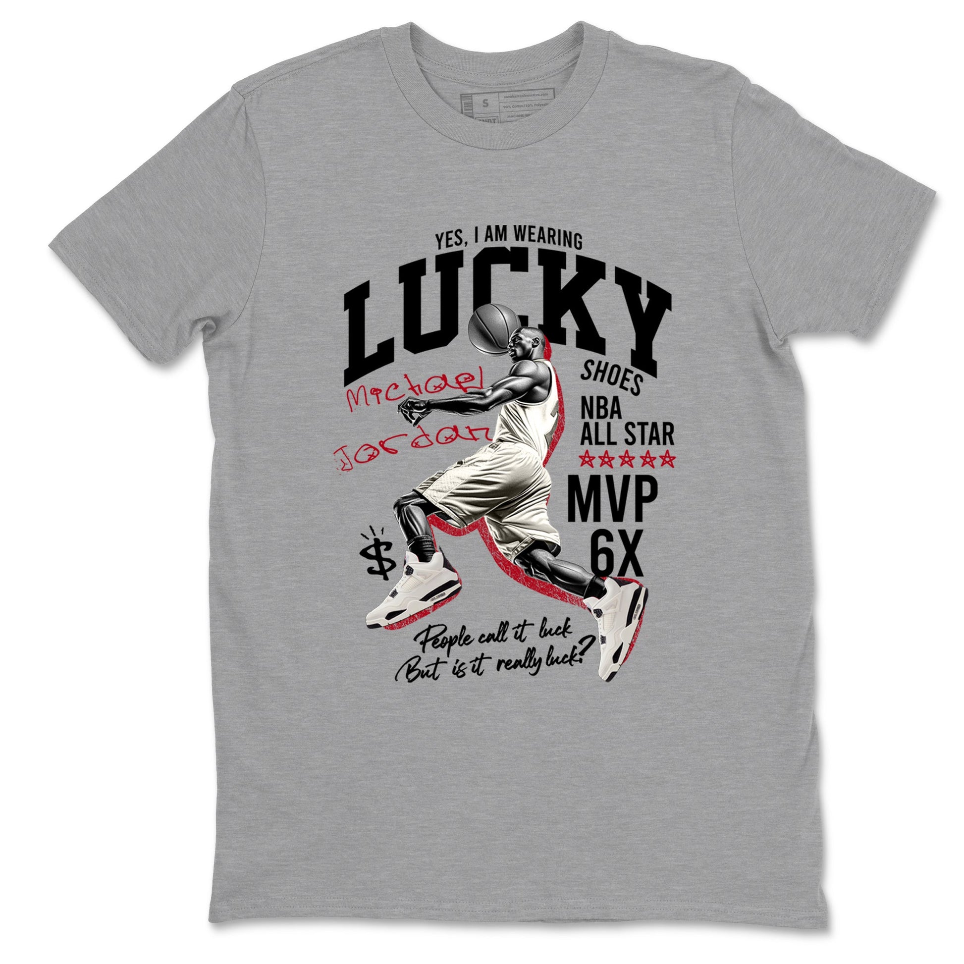Sneaker match tees – Sneaker Tees To Match Air Jordan 4 Flight Club Shoes – Lucky Player Tee Heather Grey 2