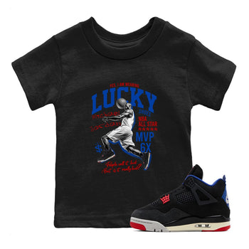 Sneaker match tees – Sneaker Tees To Match Jordan 4 Retro Rare Air Shoes – Lucky Player Kids T-Shirt Black 1