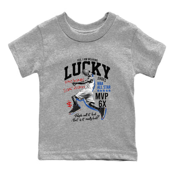 Sneaker match tees – Sneaker Tees To Match Jordan 4 Retro Rare Air Shoes – Lucky Player Kids T-Shirt Heather Grey 2