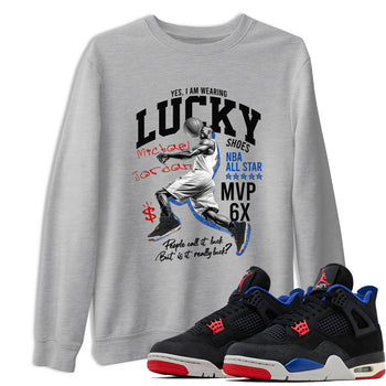 Sneaker match tees – Sneaker Tees To Match Jordan 4 Retro Rare Air Shoes – Lucky Player Tee Heather Grey 1