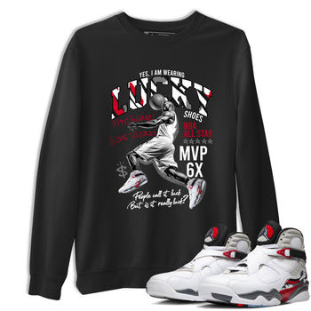 Sneaker match tees – Sneaker Tees To Match Air Jordan 8 Bunny Shoes Air Jordan 8 Bunny White and True Red – Lucky Player Tee Black 1