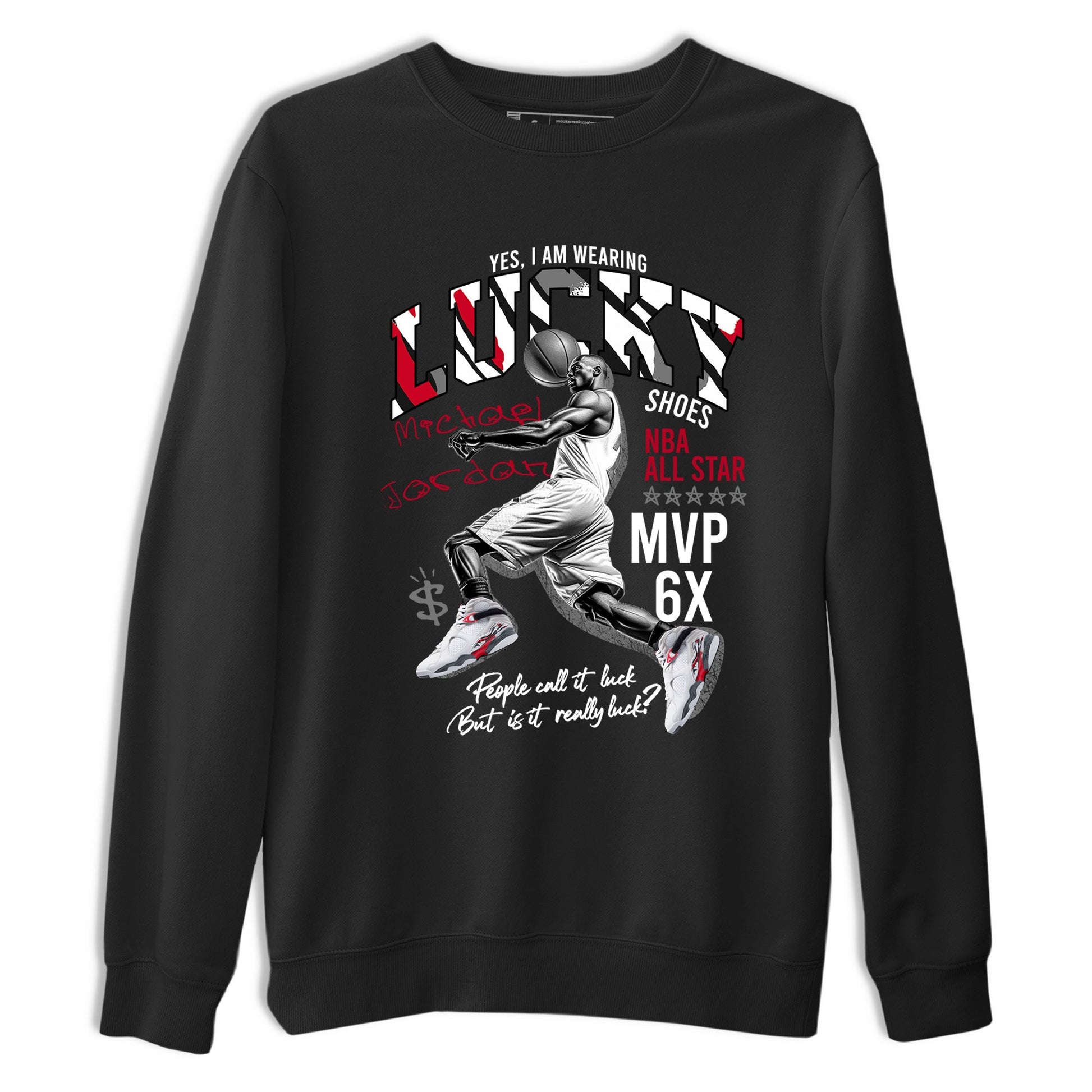 Sneaker match tees – Sneaker Tees To Match Air Jordan 8 Bunny Shoes Air Jordan 8 Bunny White and True Red – Lucky Player Tee Black 2