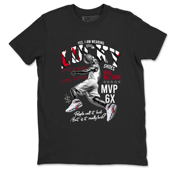 Sneaker match tees – Sneaker Tees To Match Air Jordan 8 Bunny Shoes Air Jordan 8 Bunny White and True Red – Lucky Player Tee Black 2