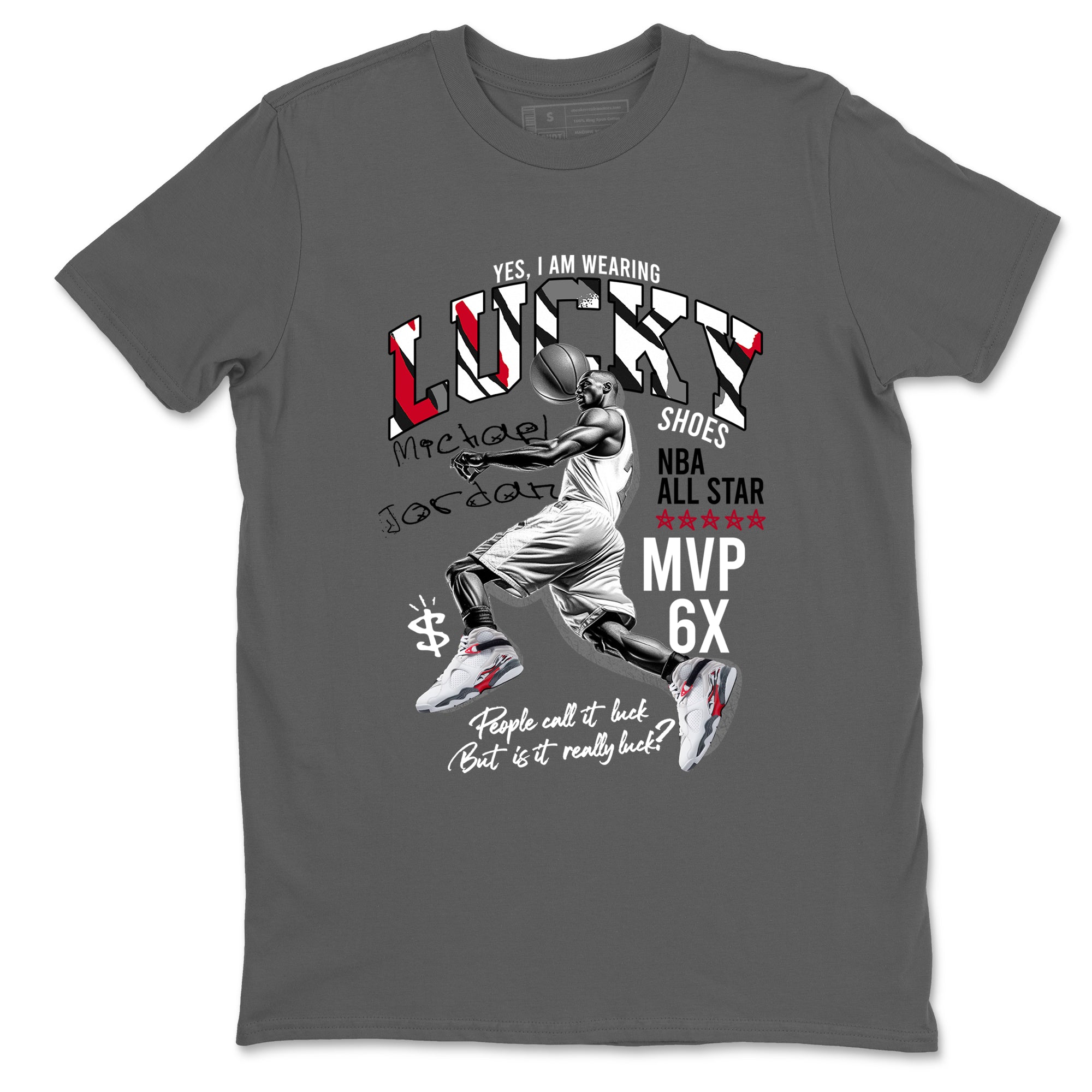 Sneaker match tees – Sneaker Tees To Match Air Jordan 8 Bunny Shoes Air Jordan 8 Bunny White and True Red – Lucky Player Tee Cool Grey 2