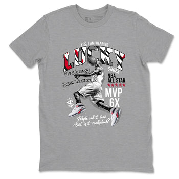Sneaker match tees – Sneaker Tees To Match Air Jordan 8 Bunny Shoes Air Jordan 8 Bunny White and True Red – Lucky Player Tee Heather Grey 2