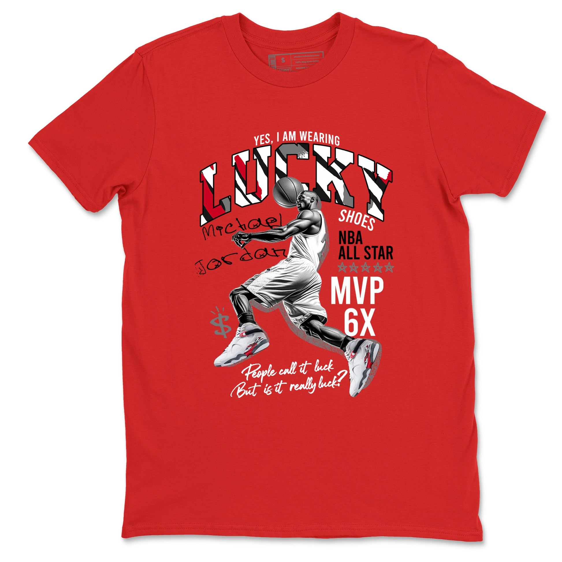 Sneaker match tees – Sneaker Tees To Match Air Jordan 8 Bunny Shoes Air Jordan 8 Bunny White and True Red – Lucky Player Tee Red 2