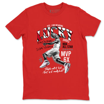 Sneaker match tees – Sneaker Tees To Match Air Jordan 8 Bunny Shoes Air Jordan 8 Bunny White and True Red – Lucky Player Tee Red 2