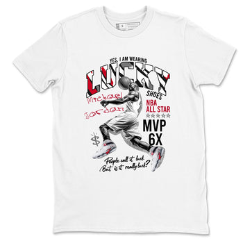Sneaker match tees – Sneaker Tees To Match Air Jordan 8 Bunny Shoes Air Jordan 8 Bunny White and True Red – Lucky Player Tee White 2