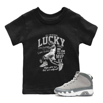 9s Cool Grey shirts to match jordans Lucky Player sneaker match tees Air Jordan 9 Retro Cool Grey match shoes to clothes SNRT Sneaker Tees Youth Baby Black 1 tee