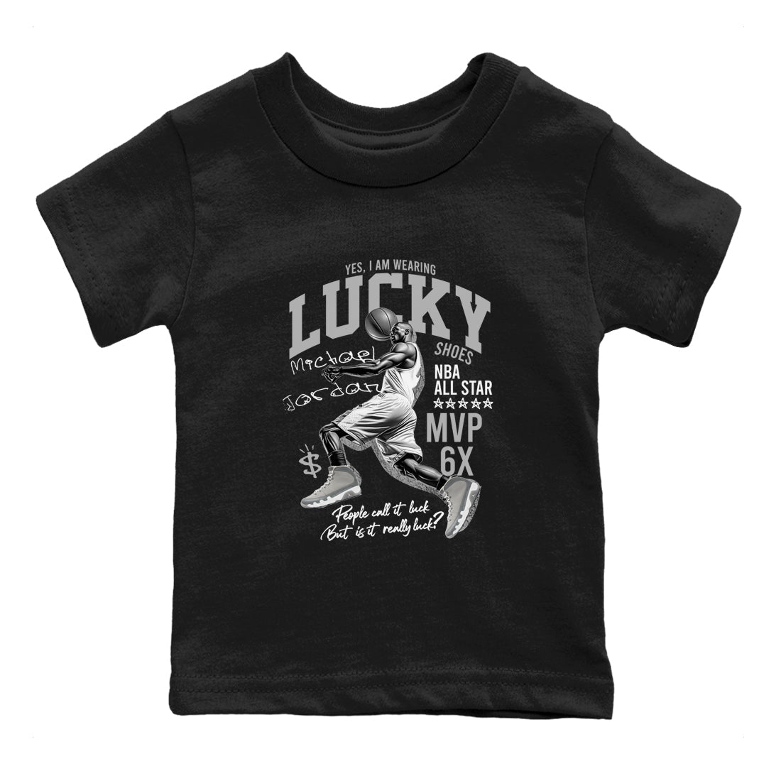 9s Cool Grey shirts to match jordans Lucky Player sneaker match tees Air Jordan 9 Retro Cool Grey match shoes to clothes SNRT Sneaker Tees Youth Baby Black 2 tee