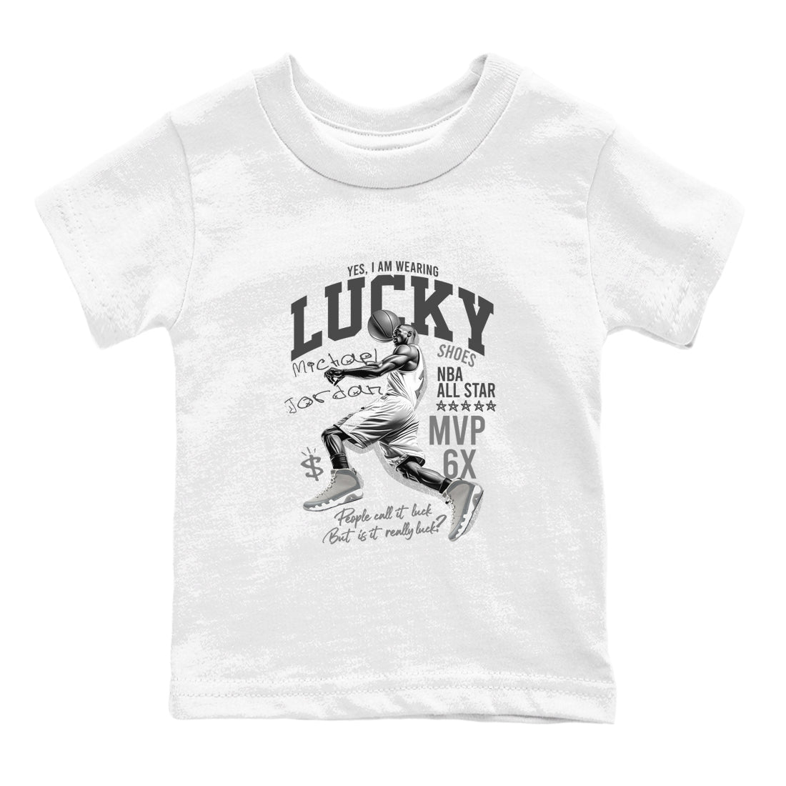9s Cool Grey shirts to match jordans Lucky Player sneaker match tees Air Jordan 9 Retro Cool Grey match shoes to clothes SNRT Sneaker Tees Youth Baby White 2 tee
