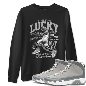 9s Cool Grey shirts to match jordans Lucky Player sneaker match tees Air Jordan 9 Retro Cool Grey match shoes to clothes SNRT Sneaker Tees unisex cotton Black 1 shirts