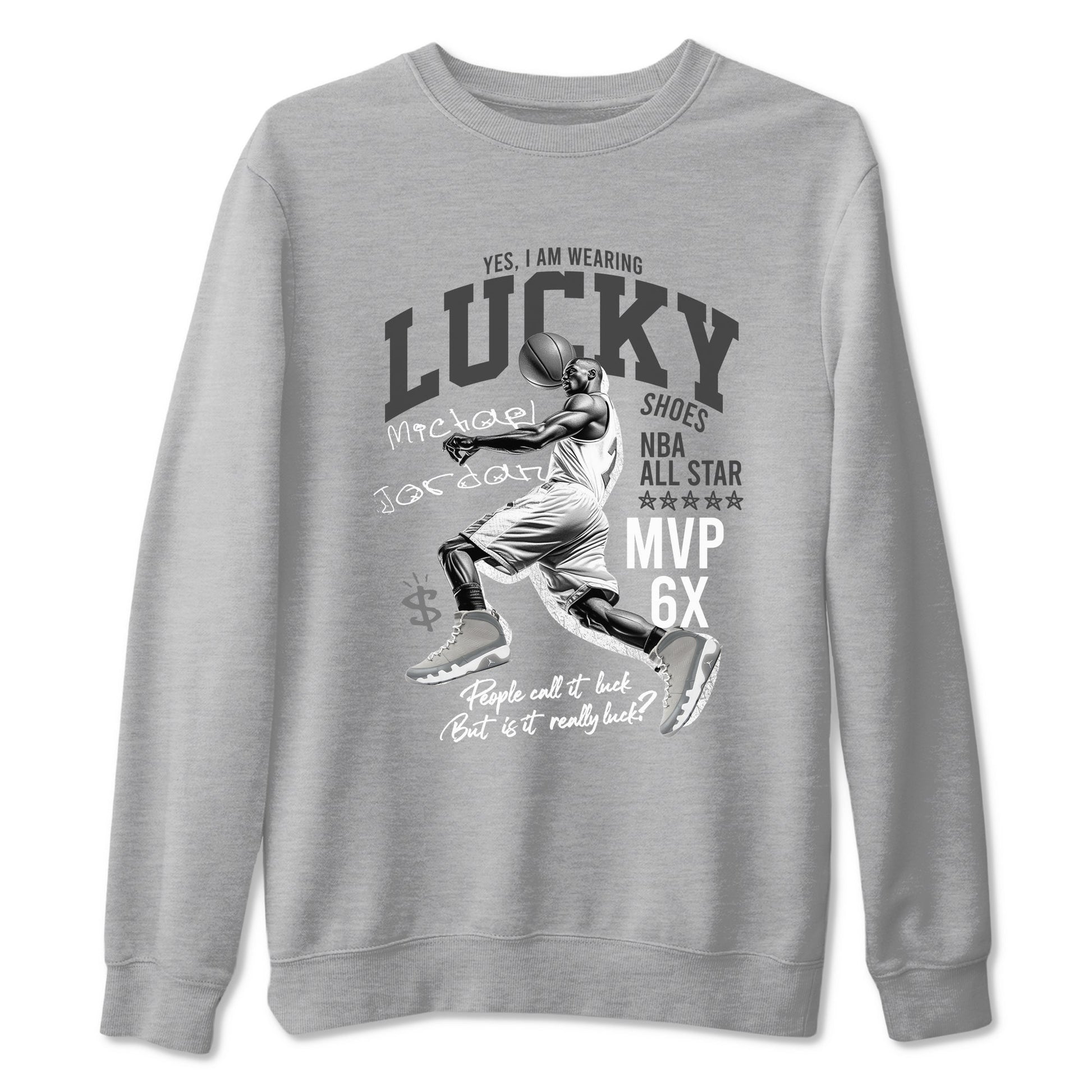 9s Cool Grey shirts to match jordans Lucky Player sneaker match tees Air Jordan 9 Retro Cool Grey match shoes to clothes SNRT Sneaker Tees unisex cotton Heather Grey 2 shirts