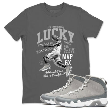 9s Cool Grey shirts to match jordans Lucky Player sneaker match tees Air Jordan 9 Retro Cool Grey match shoes to clothes SNRT Sneaker Tees unisex cotton Cool Grey 1 shirts