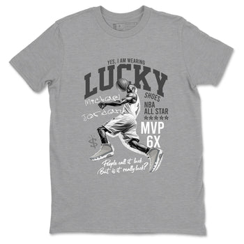 9s Cool Grey shirts to match jordans Lucky Player sneaker match tees Air Jordan 9 Retro Cool Grey match shoes to clothes SNRT Sneaker Tees unisex cotton Heather Grey 2 shirts