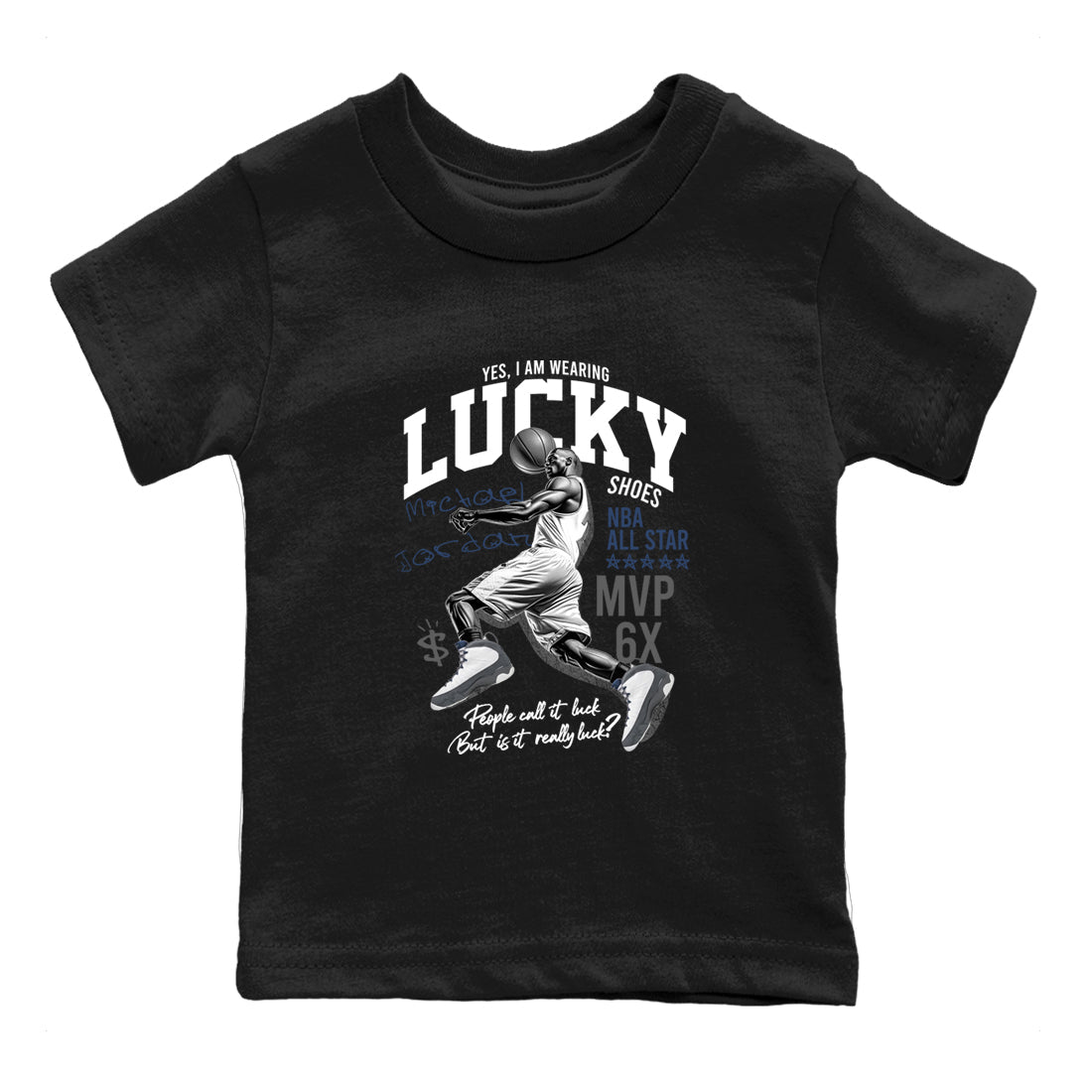 Perfect Valentine's Day Gifts graphic tee  – Sneaker Tees To Match Air Jordan 9 Flint Grey – Lucky Player Kids Graphic T-Shirt Black 2