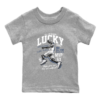 Perfect Valentine's Day Gifts graphic tee  – Sneaker Tees To Match Air Jordan 9 Flint Grey – Lucky Player Kids Graphic T-Shirt Heather Grey 2