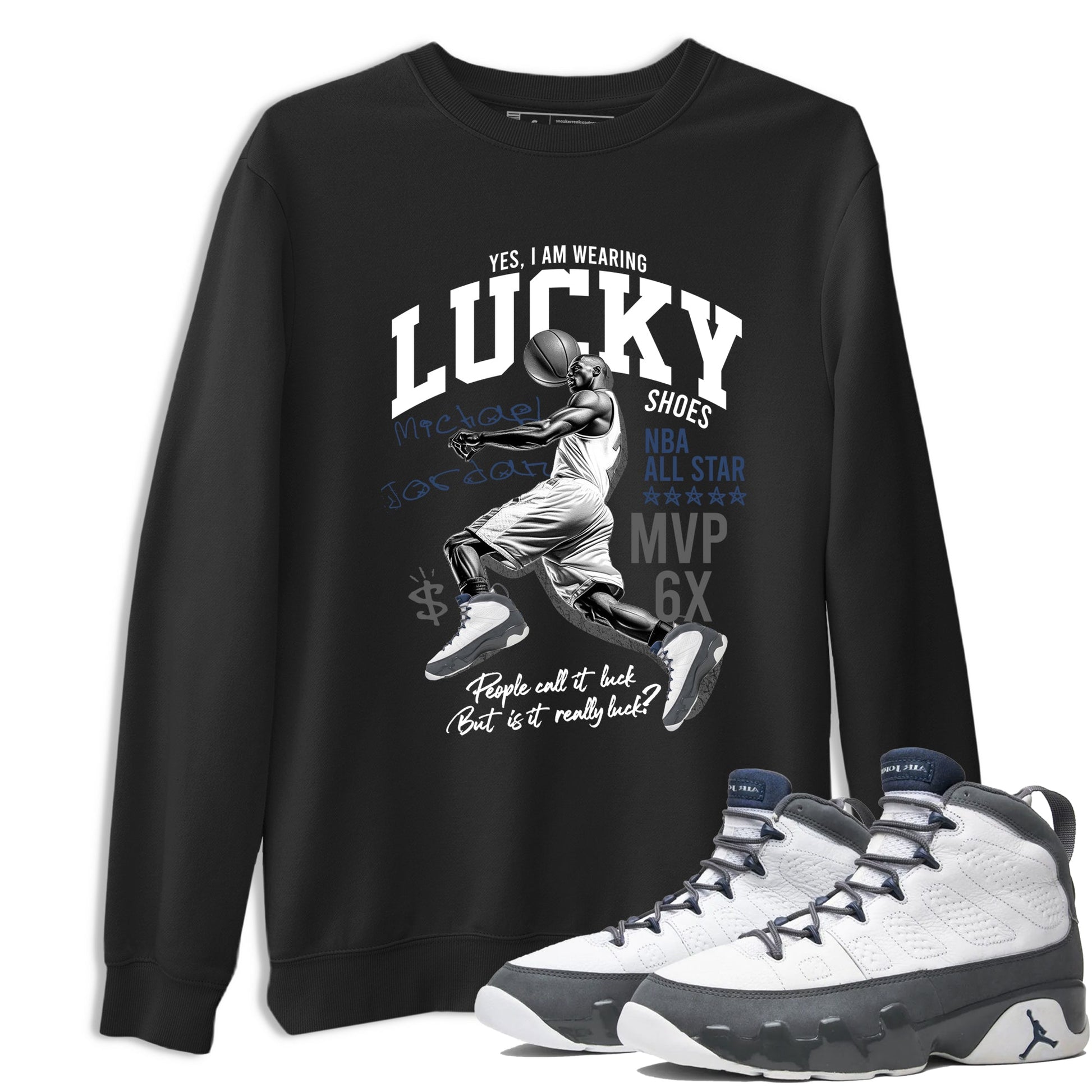 Perfect Valentine's Day Gifts graphic tee  – Sneaker Tees To Match Air Jordan 9 Flint Grey – Lucky Player Tee Black 1