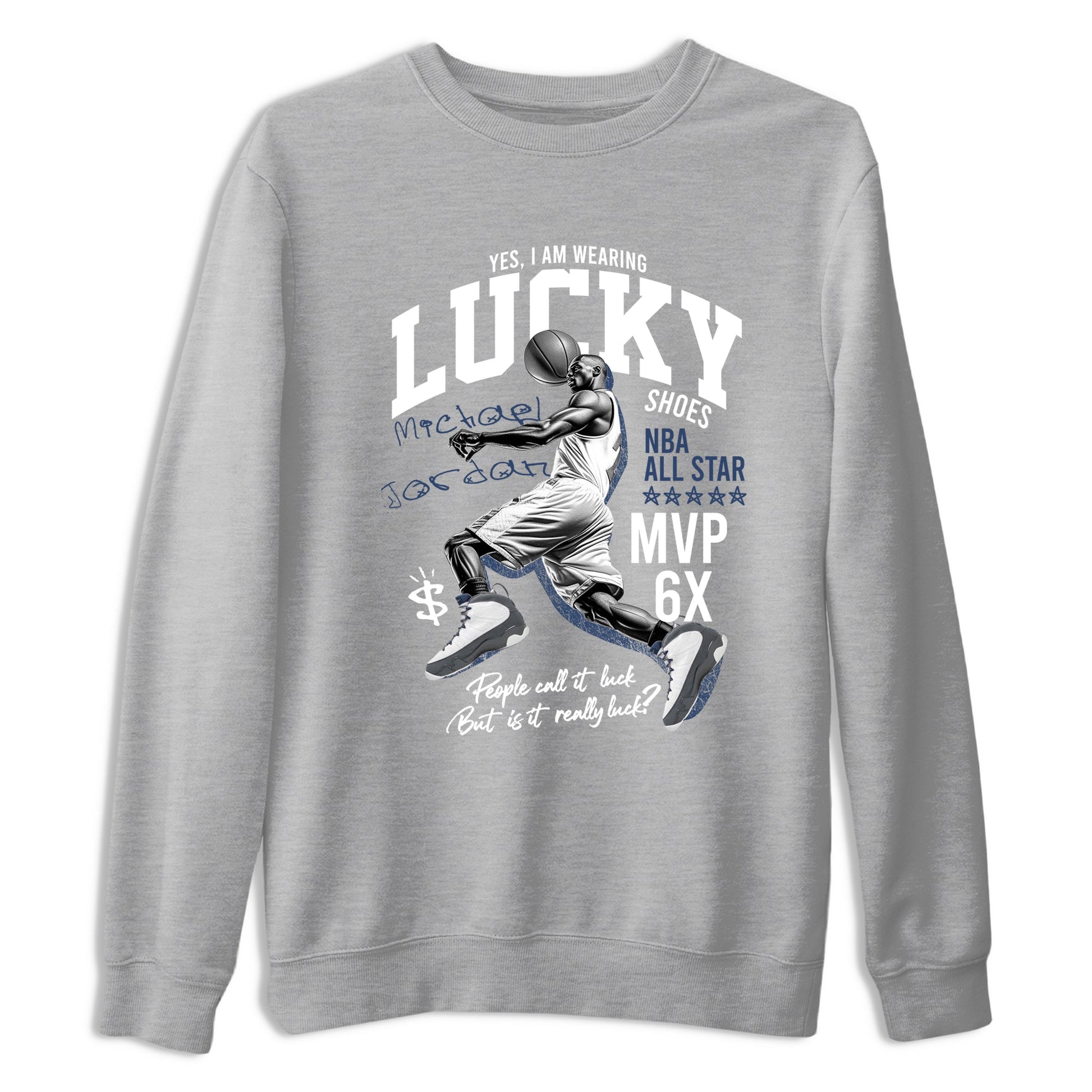 Perfect Valentine's Day Gifts graphic tee  – Sneaker Tees To Match Air Jordan 9 Flint Grey – Lucky Player Tee Heather Grey 2