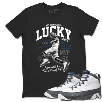 Perfect Valentine's Day Gifts graphic tee  – Sneaker Tees To Match Air Jordan 9 Flint Grey – Lucky Player Tee Black 1