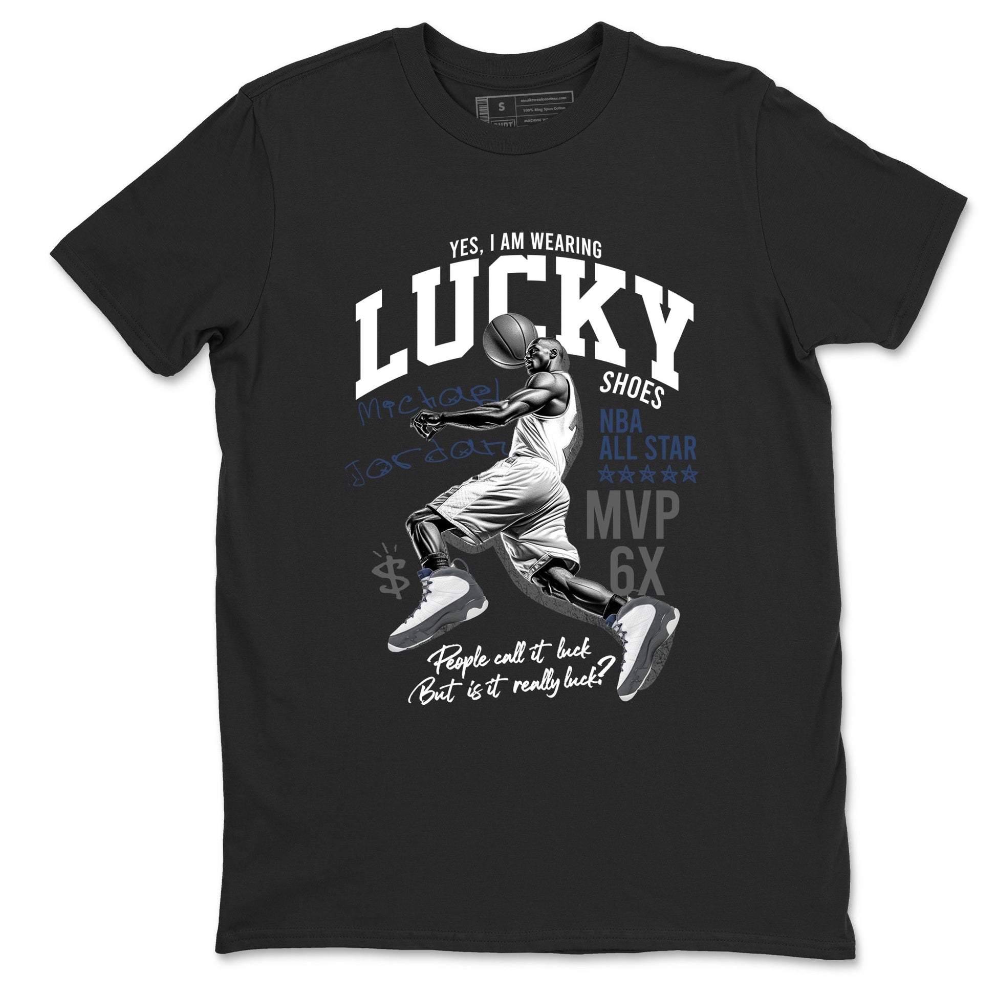 Perfect Valentine's Day Gifts graphic tee  – Sneaker Tees To Match Air Jordan 9 Flint Grey – Lucky Player Tee Black 2