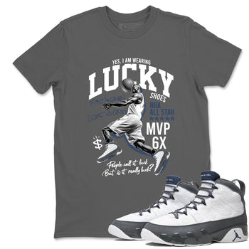 Perfect Valentine's Day Gifts graphic tee  – Sneaker Tees To Match Air Jordan 9 Flint Grey – Lucky Player Tee Cool Grey 1