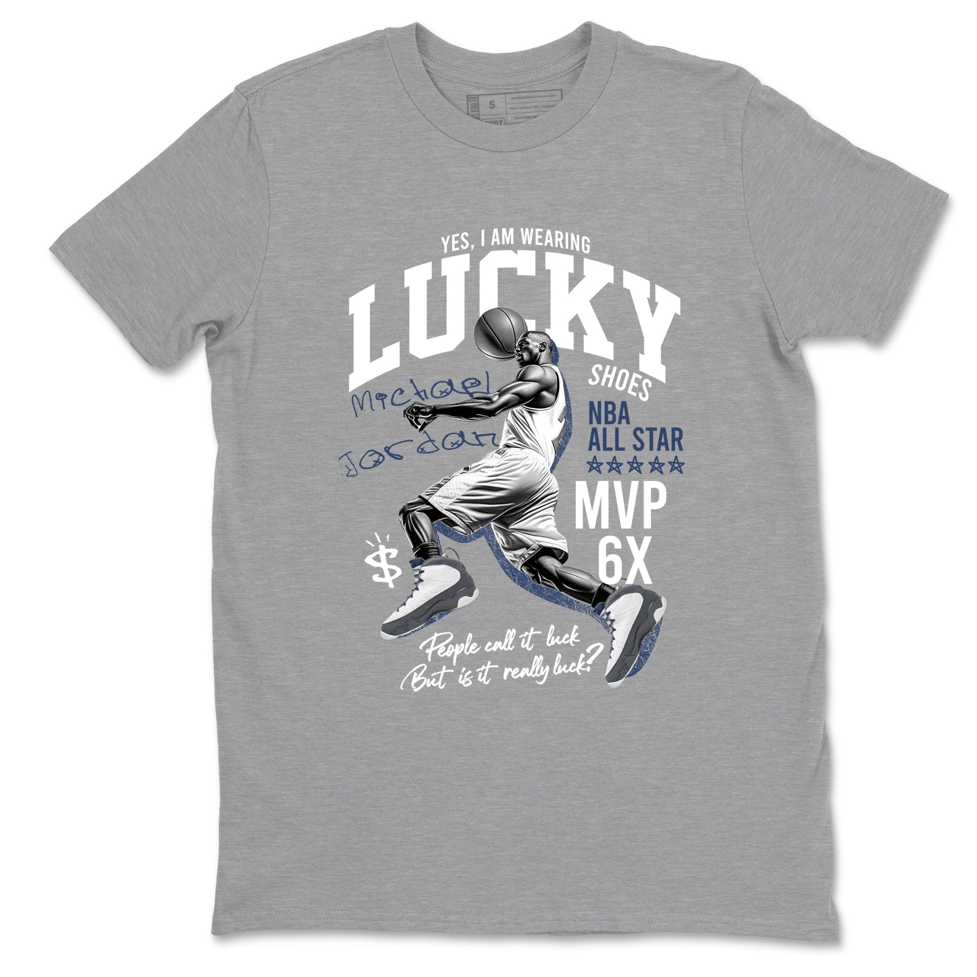 Perfect Valentine's Day Gifts graphic tee  – Sneaker Tees To Match Air Jordan 9 Flint Grey – Lucky Player Tee Heather Grey 2