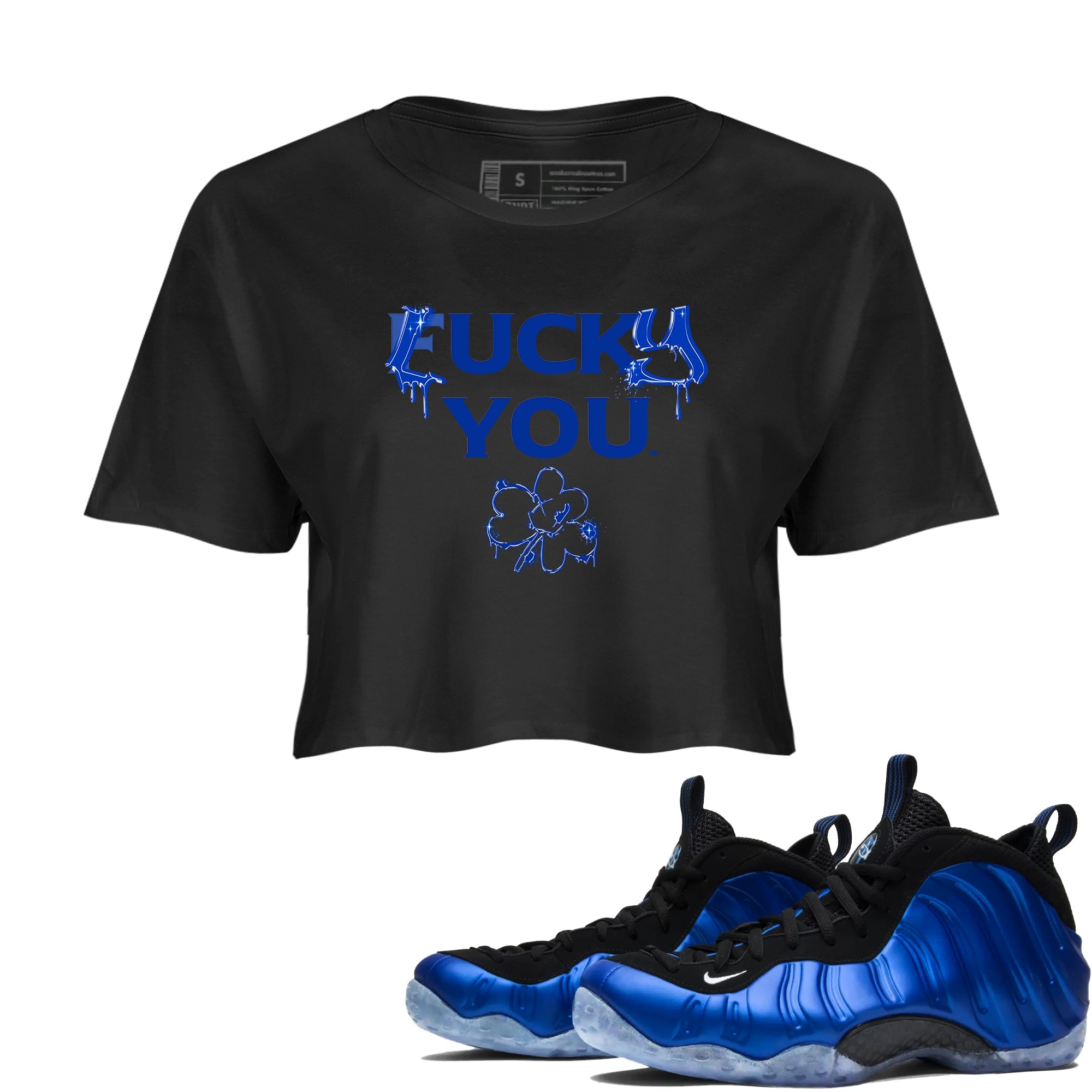 Foams One Royal shirts to match jordans Lucky You sneaker match tees Air Foamposite One Royal match shoes to clothes SNRT Sneaker Tees unisex cotton Black 1 crop tee