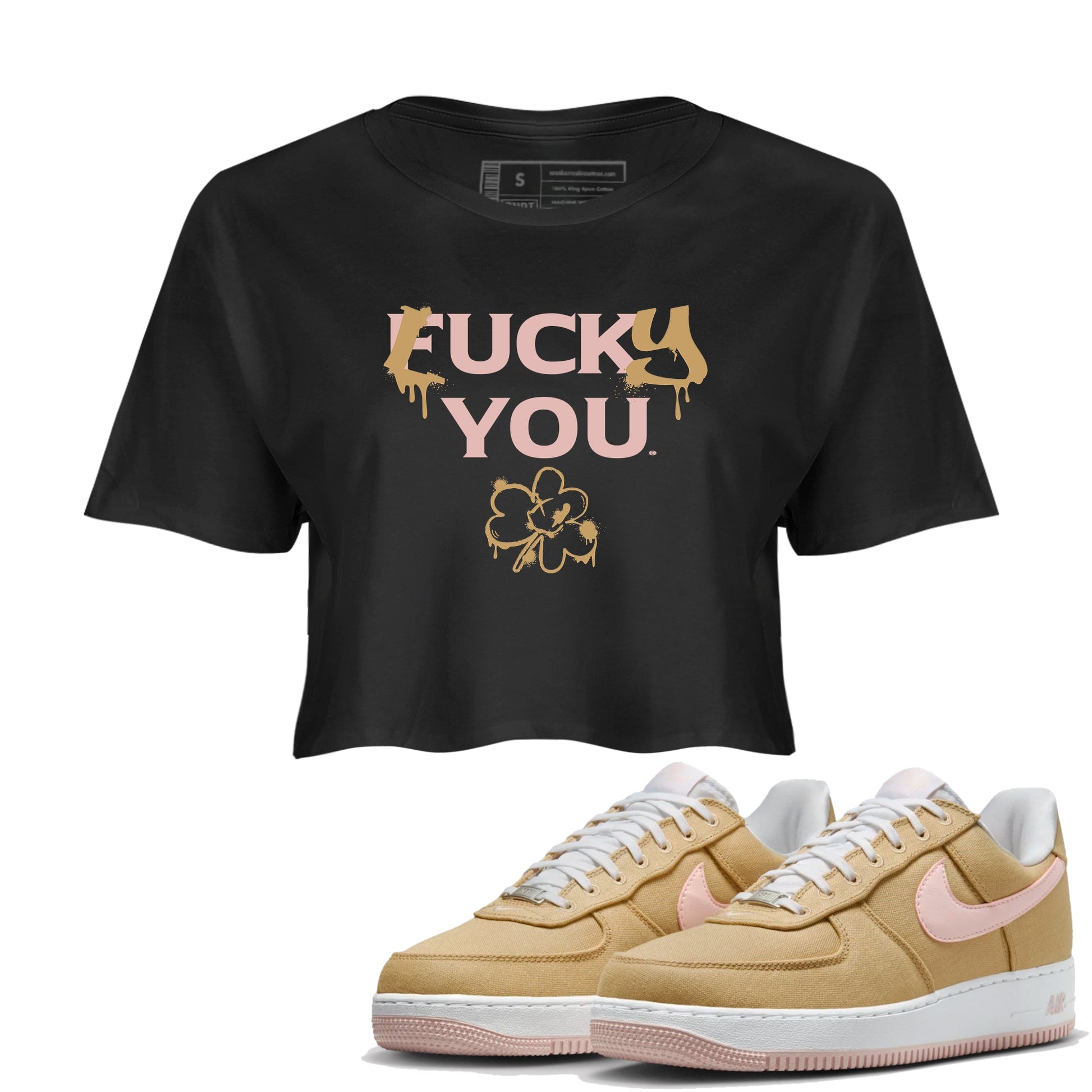 AF 1 Linen shirts to match jordans Lucky You sneaker match tees Air Force 1 Linen match shoes to clothes SNRT Sneaker Tees unisex cotton Black 1 crop tee