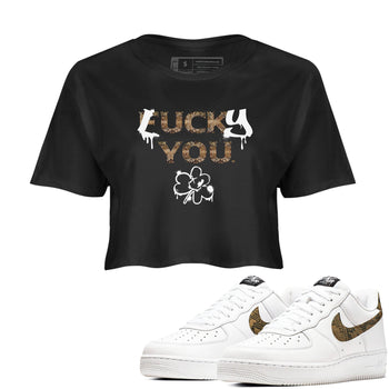 AF1 Ivory Snake shirt to match jordans Lucky You sneaker tees Air Force1 Ivory Snake SNRT Sneaker Release Tees Black 1 crop length shirt