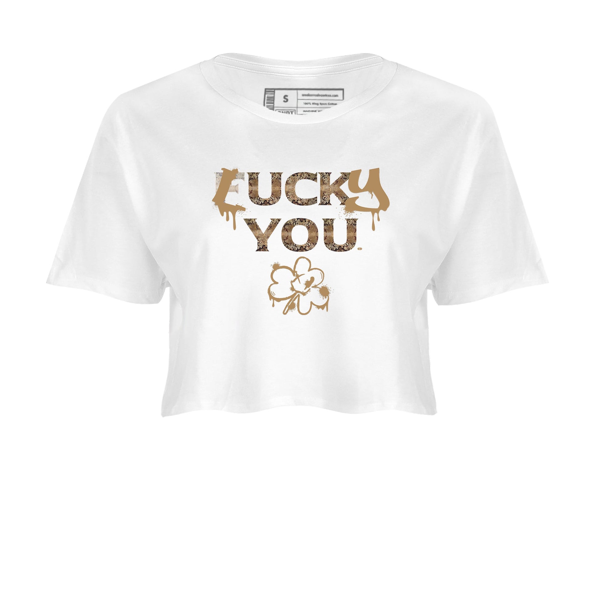 AF1 Ivory Snake shirt to match jordans Lucky You sneaker tees Air Force1 Ivory Snake SNRT Sneaker Release Tees White 2 crop length shirt