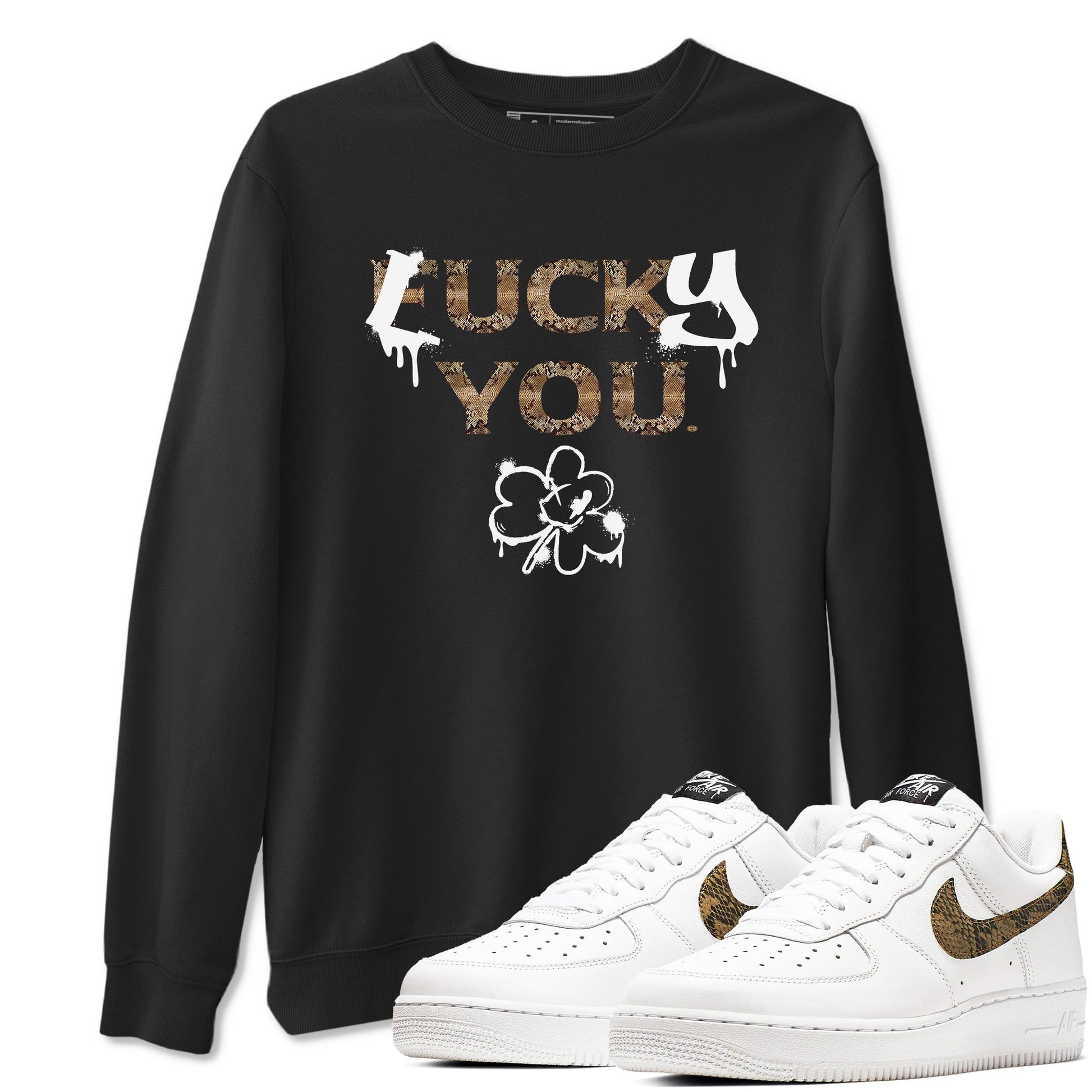AF1 Ivory Snake shirt to match jordans Lucky You sneaker tees Air Force1 Ivory Snake SNRT Sneaker Release Tees unisex cotton Black 1 crew neck shirt