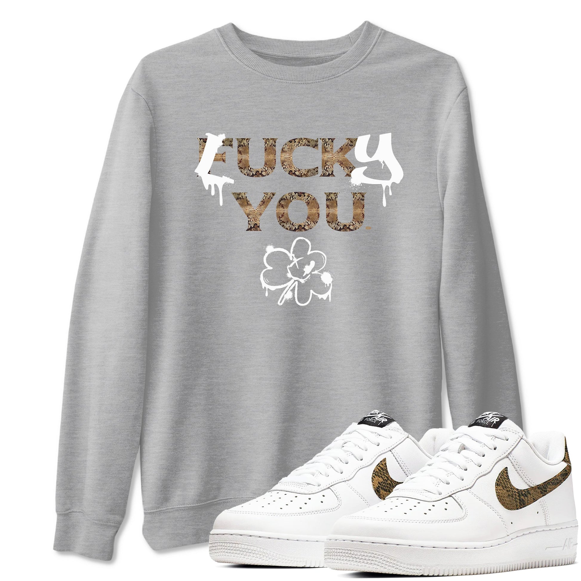 AF1 Ivory Snake shirt to match jordans Lucky You sneaker tees Air Force1 Ivory Snake SNRT Sneaker Release Tees unisex cotton Heather Grey 1 crew neck shirt