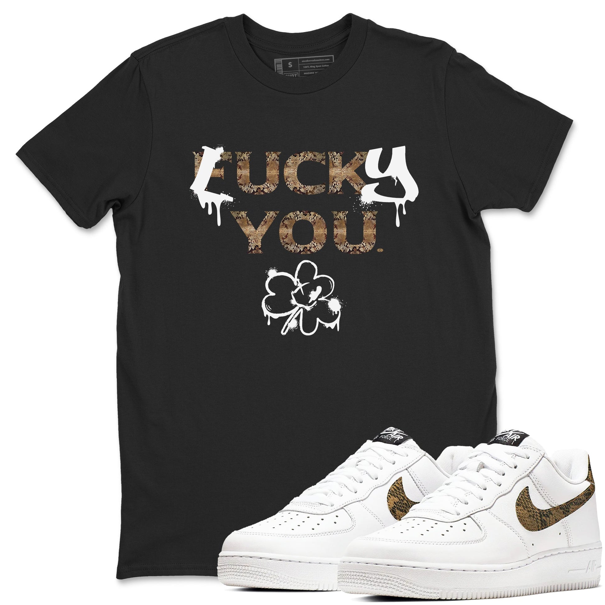 AF1 Ivory Snake shirt to match jordans Lucky You sneaker tees Air Force1 Ivory Snake SNRT Sneaker Release Tees unisex cotton Black 1 crew neck shirt