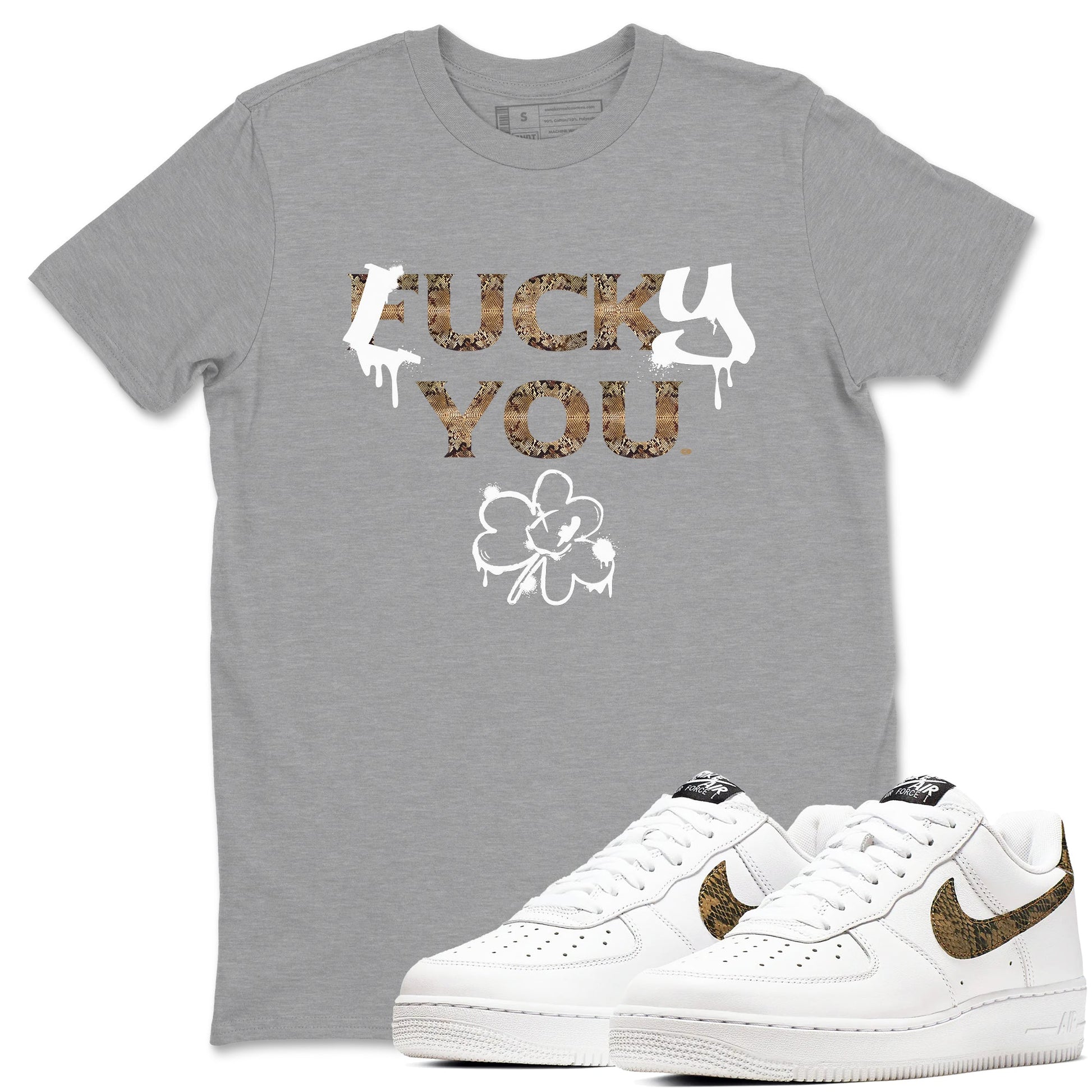 AF1 Ivory Snake shirt to match jordans Lucky You sneaker tees Air Force1 Ivory Snake SNRT Sneaker Release Tees unisex cotton Heather Grey 1 crew neck shirt