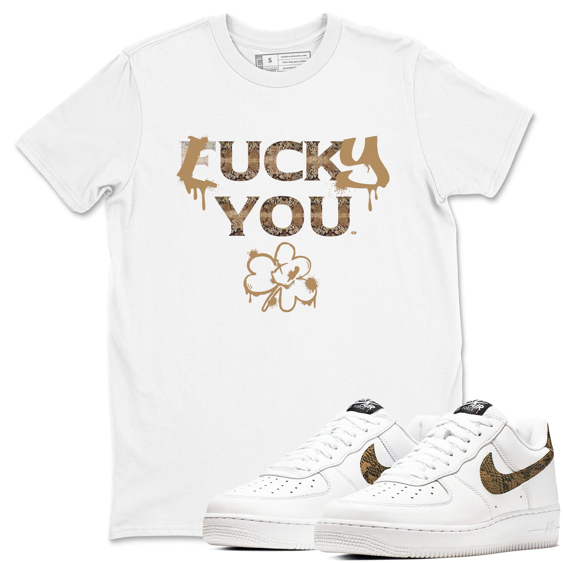 AF1 Ivory Snake shirt to match jordans Lucky You sneaker tees Air Force1 Ivory Snake SNRT Sneaker Release Tees unisex cotton White 1 crew neck shirt